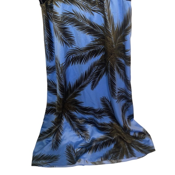 Meghan Fabulous LA Dress Womens Large Blue Palm Print Maxi Beaded Boho Tropical - Picture 4 of 12